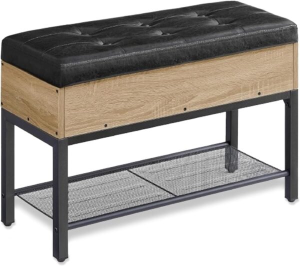 Schuhschrank mit Sitzbank – 1-stufig, Holzoptik & Stahlrahmen, 70 cm breit