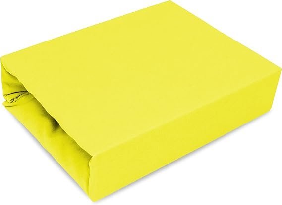 Best for Kids Spannbettlaken Spannbetttuch 100% Baumwolle Jersey in 22 Farben und 9 Größen (200x220, Zitronengelb)