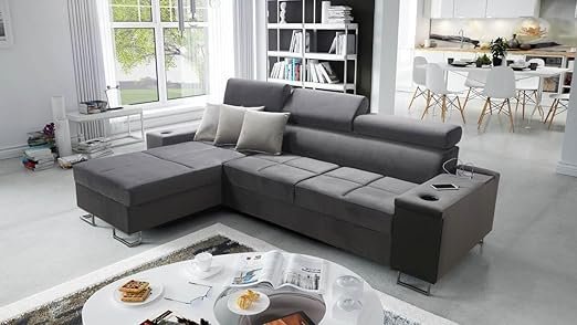 Best For Home Ecksofa Anita I Maxi Luxus und Elegantes mit Schlaffunktion, Teile hat einen Öffnungsbügel