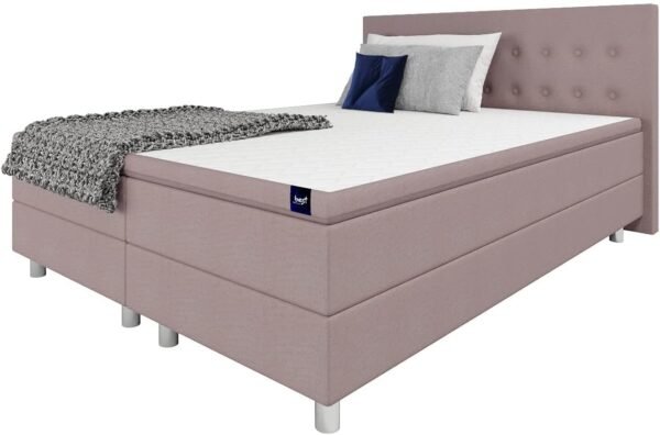 Best For Home: Boxspringbett Polsterbett Sawana mit Bonellfederkern-Matratze & Topper – Stilvolles Schlafzimmerbett für hohen Schlafkomfort
