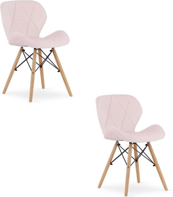 Best For Home Samtstuhl 2er Set – Elegante, komfortable pinke Stühle mit weichem Samtbezug, ideal für Esszimmer, Wohnzimmer oder Büro