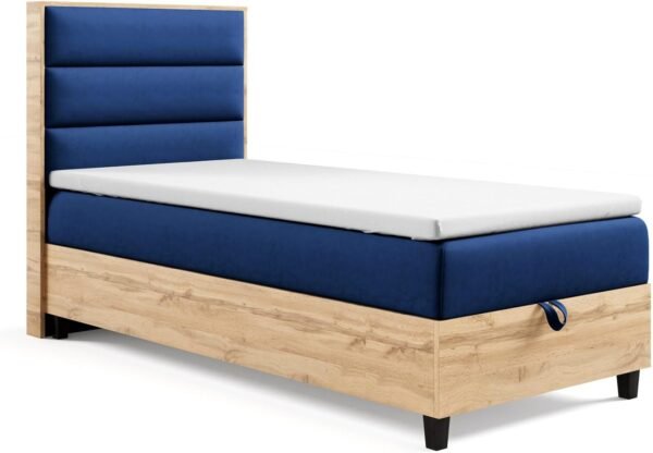 Best For Home Trinity K-1 Einzelbett | Boxspringbett mit Matratze & Stauraum | Bonellfederkern mit Topper | Gepolstertes Kopfteil