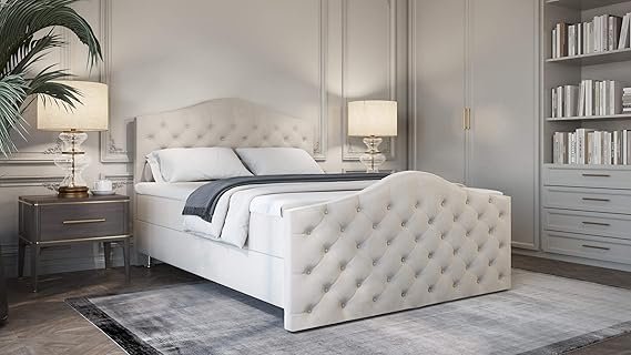 Roma Boxspringbett | Bonellfederkern inkl. 7-Zonen Topper T-30 | Boxspringbett mit Bettkasten | Polsterbett | Boxspringbett mit Matratze | Bettkastenbett mit Lieferung und Montage