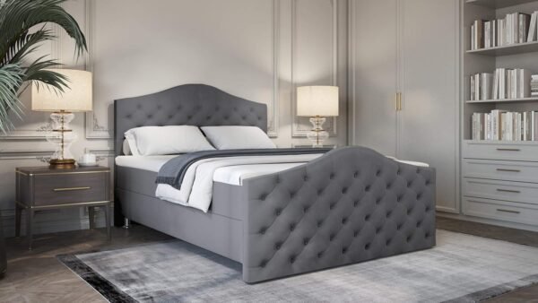 Roma Boxspringbett | Bonellfederkern inkl. 7-Zonen Topper T-30 | Boxspringbett mit Bettkasten | Polsterbett | Boxspringbett mit Matratze | Bettkastenbett mit Lieferung und Montage