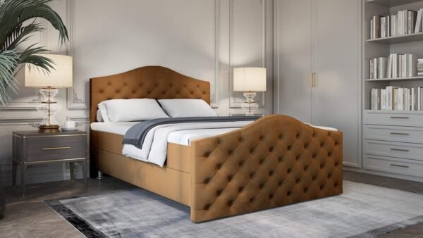 Roma Boxspringbett | Bonellfederkern inkl. 7-Zonen Topper T-30 | Boxspringbett mit Bettkasten | Polsterbett | Boxspringbett mit Matratze | Bettkastenbett mit Lieferung und Montage