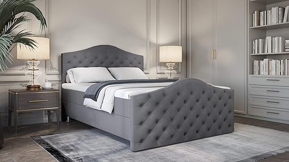 Roma Boxspringbett | Bonellfederkern inkl. 7-Zonen Topper T-30 | Boxspringbett mit Bettkasten | Polsterbett | Boxspringbett mit Matratze | Bettkastenbett mit Lieferung und Montage