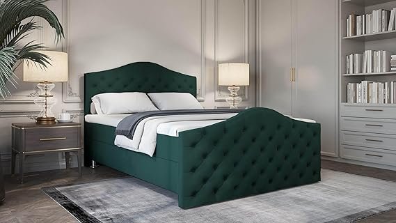 Roma Boxspringbett | Bonellfederkern inkl. 7-Zonen Topper T-30 | Boxspringbett mit Bettkasten | Polsterbett | Boxspringbett mit Matratze | Bettkastenbett mit Lieferung und Montage