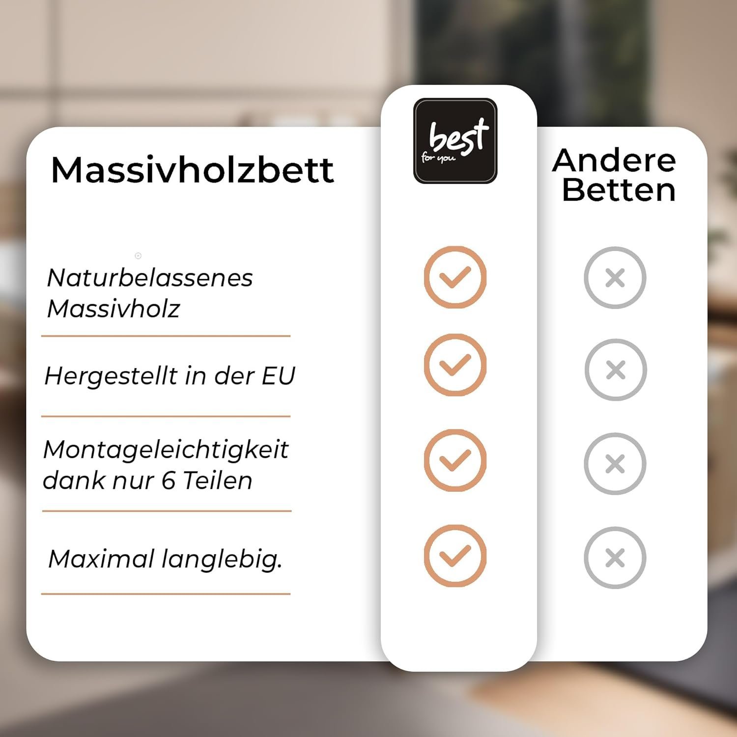 Best for You Futonbett, Doppelbett, erhöht, aus 100% natürlichem Massivholz, mit Kopfteil und Lattenrost, in verschiedenen Größen erhältlich - Image 4