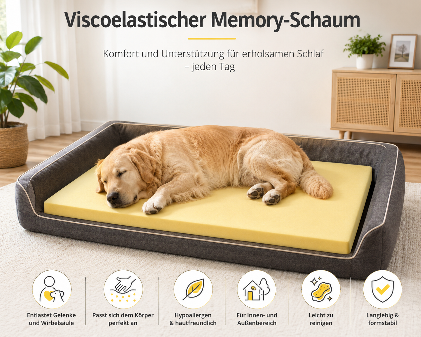 Best For Pets 4myBaby Orthopädisches Hundebett Hundekissen Viscomatte Ortho-Medic VISCO Kissen (S-35x45x4 cm) Haustier - Image 2