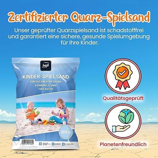 4myBaby GmbH - Spielsand 20kg | Quarz Sand für Sandkasten | Kinder Spielsand | Dekosand | Spielsand für Sandkasten | Keimfreier Spielsand | Gewaschener Feiner Quarzsand - für Sicheres Spielen - Image 3