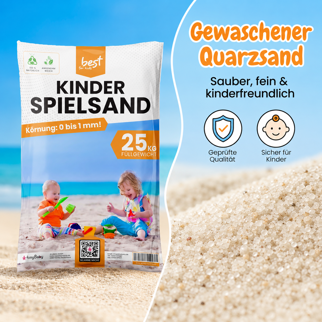 Best for Kids Spielsand Quarzsand Sand für Sandkasten Dekosand Zertifizierte Qualität TOP Qualität - Image 4