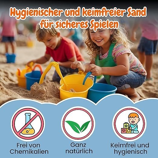 4myBaby GmbH - Spielsand 20kg | Quarz Sand für Sandkasten | Kinder Spielsand | Dekosand | Spielsand für Sandkasten | Keimfreier Spielsand | Gewaschener Feiner Quarzsand - für Sicheres Spielen - Image 5