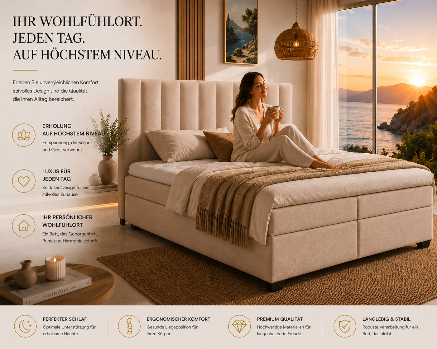 Best For Home Boxspringbett mit Bettkasten Trinity K-10 Bonellfederkern inkl. Topper, mit Lieferung - Image 5