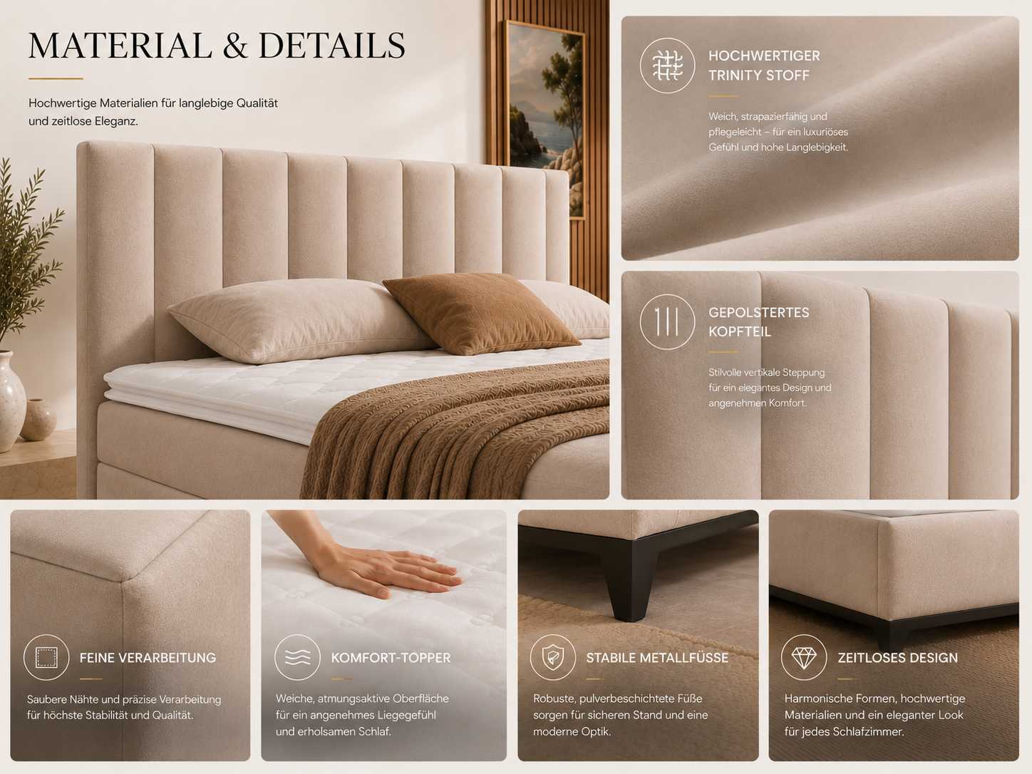 Best For Home Boxspringbett mit Bettkasten Trinity K-10 Bonellfederkern inkl. Topper, mit Lieferung - Image 6
