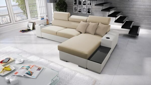 Best for Home Pete I Mini Ecksofa mit Schlaffunktion & Bettkasten – Perfekt für Wohnzimmer, Sofa & Eckcouch