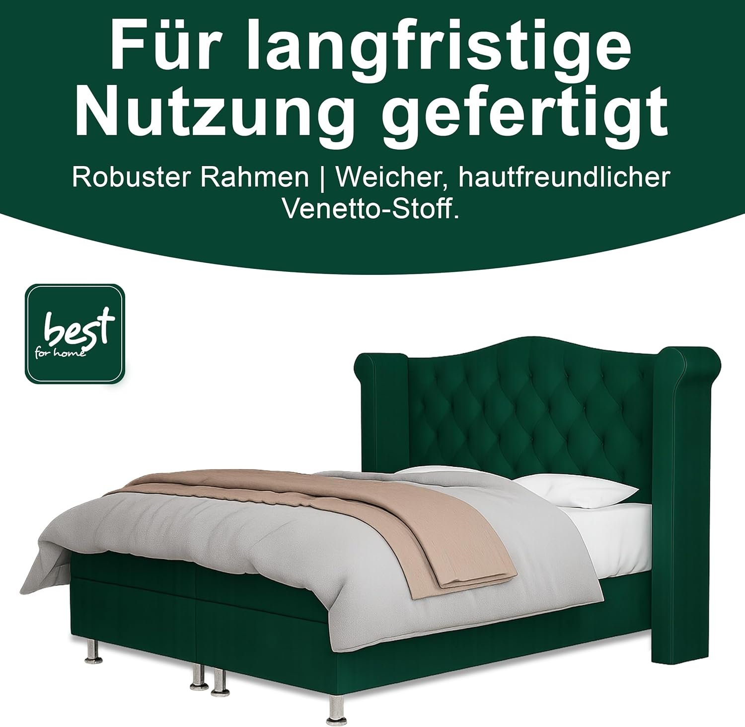 Best For Home – Saturn Boxspringbett mit Bonellfederkern, T-30 Topper, Stauraum, Lieferung & Aufbau - Image 3