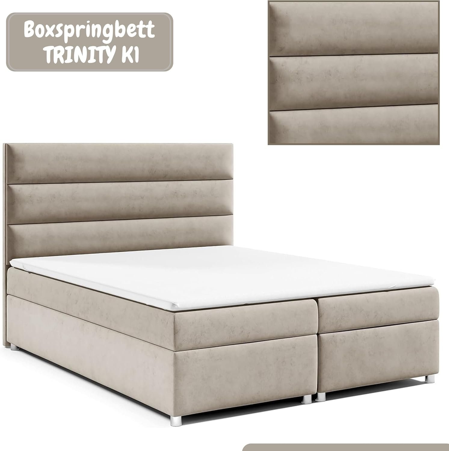 Trinity K1 Boxspringbett mit Bettkasten und Topper – Modernes Bett mit Matratze, Polsterbett inklusive Liefer- und Aufbauservice - Image 6
