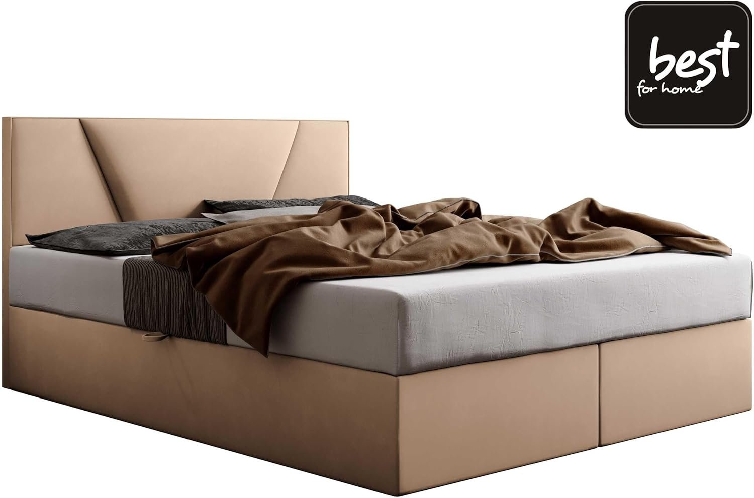 Best For Home Boxspringbett Jubilee 140x200 cm – Elegantes Design, Bonellfederkern & Topper für hohen Schlafkomfort - Image 4