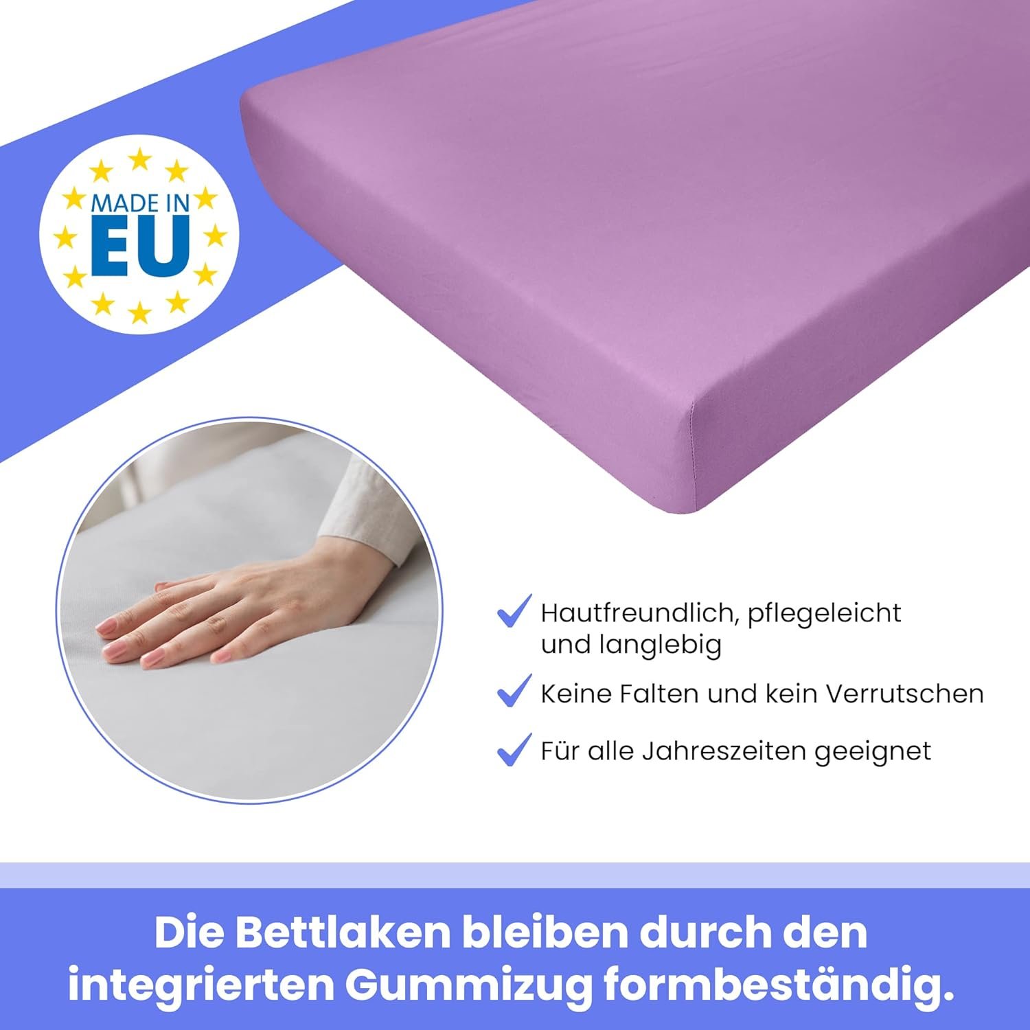 Best for Kids Spannbettlaken 100% Baumwolle Jersey – 80x180 cm, Violett - Image 2
