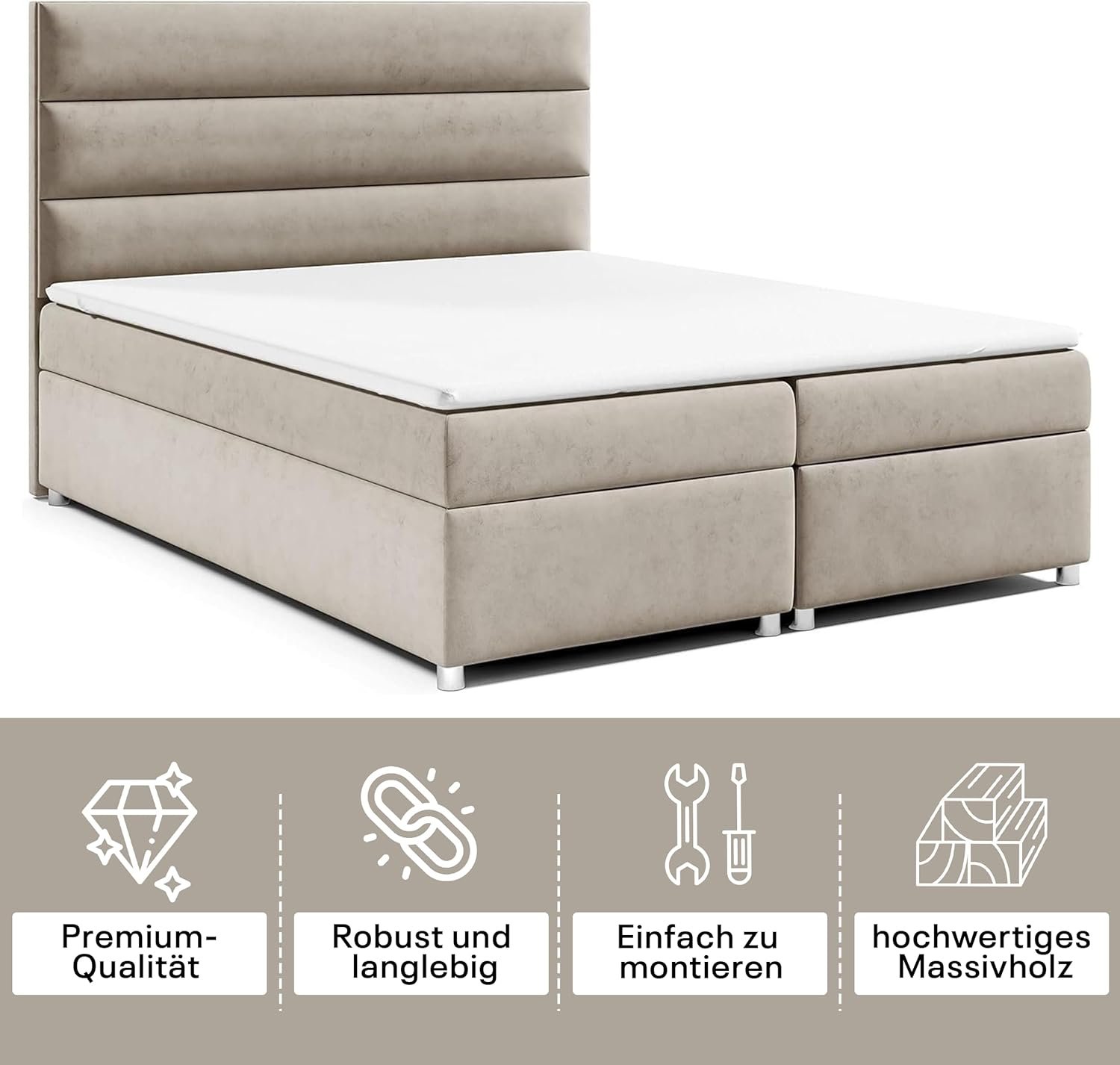 Trinity K1 Boxspringbett mit Bettkasten und Topper – Modernes Bett mit Matratze, Polsterbett inklusive Liefer- und Aufbauservice - Image 2