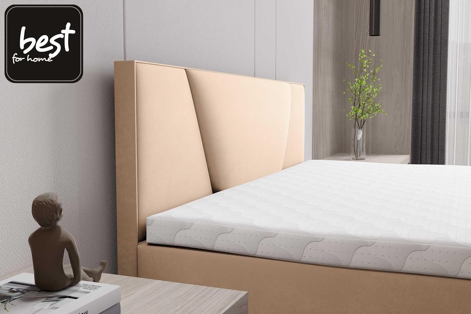 Best For Home Boxspringbett Jubilee 140x200 cm – Elegantes Design, Bonellfederkern & Topper für hohen Schlafkomfort - Image 3