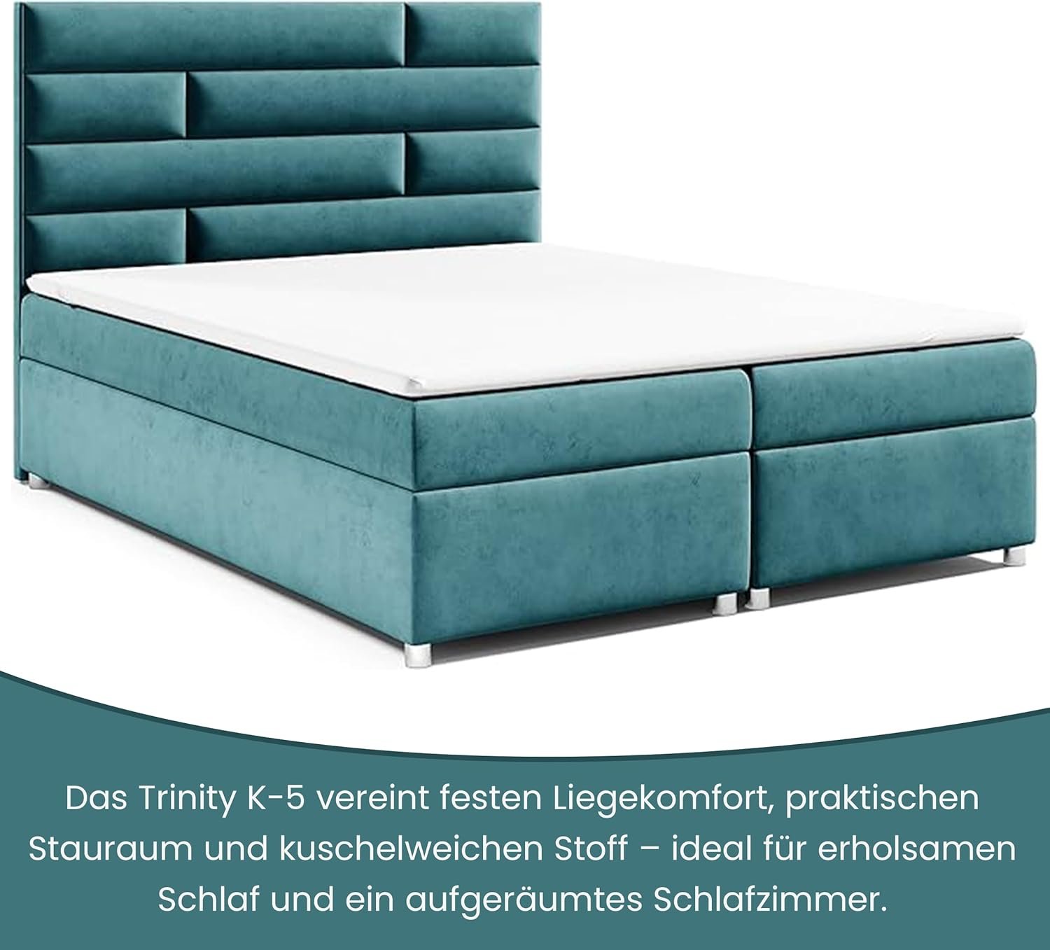 Best For Home Boxspringbett Trinity K-5 mit 7-Zonen-Bonellfederkern, Bettkasten & Matratze โ Doppelbett mit Stauraum, Polsterbett - Image 4