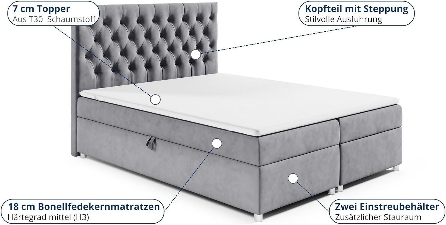 Best For Home Trinity K14 Boxspringbett mit 7-Zonen Bonell-Federkernmatratze & Stauraum – Lieferung bis Bordsteinkante - Image 4