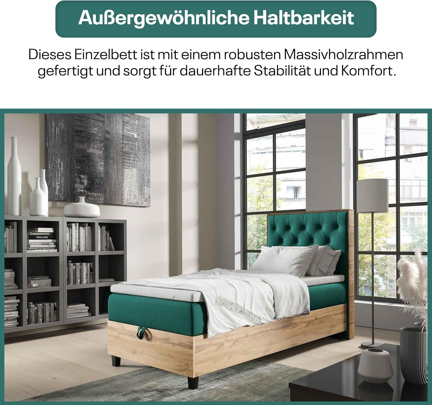 Best For Home Trinity K14 Boxspringbett – Einzelbett mit Matratze, Topper, Stauraum, Bettkasten & gepolstertem Kopfteil, inkl. Lieferung - Image 5