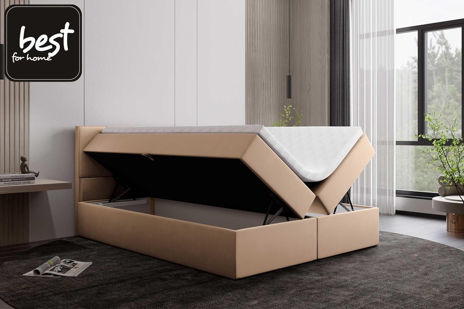 Best For Home Boxspringbett Jubilee 140x200 cm – Elegantes Design, Bonellfederkern & Topper für hohen Schlafkomfort - Image 5