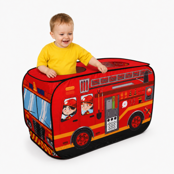 Best For Kids – Spielzelt Feuerwehr mit 50 Bällen | Pop-up Kinderzelt in Feuerwehrauto-Design | Indoor & Outdoor Spielhaus für Kinder