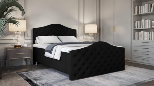 Roma Boxspringbett | Bonellfederkern inkl. 7-Zonen Topper T-30 | Boxspringbett mit Bettkasten | Polsterbett | Boxspringbett mit Matratze | Bettkastenbett mit Lieferung und Montage