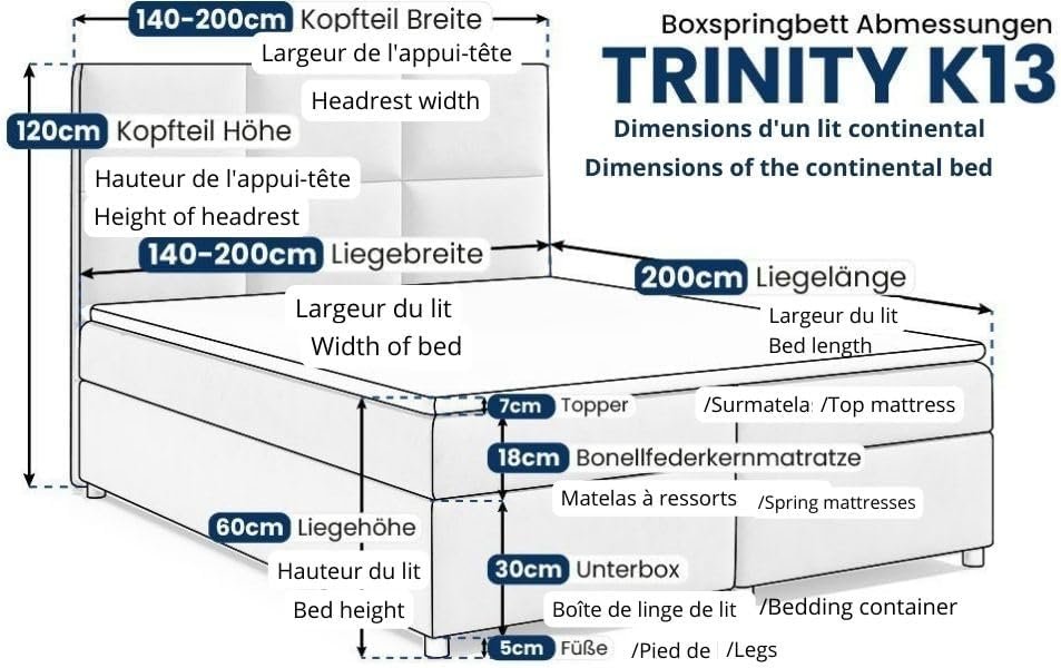 Komfort-Boxspringbett mit Bettkasten, Bonellfederkern und Topper inkl. Aufbau, Lieferung & Altentsorgung - Image 2