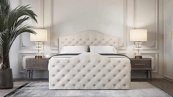 Roma Boxspringbett | Bonellfederkern inkl. 7-Zonen Topper T-30 | Boxspringbett mit Bettkasten | Polsterbett | Boxspringbett mit Matratze | Bettkastenbett mit Lieferung und Montage