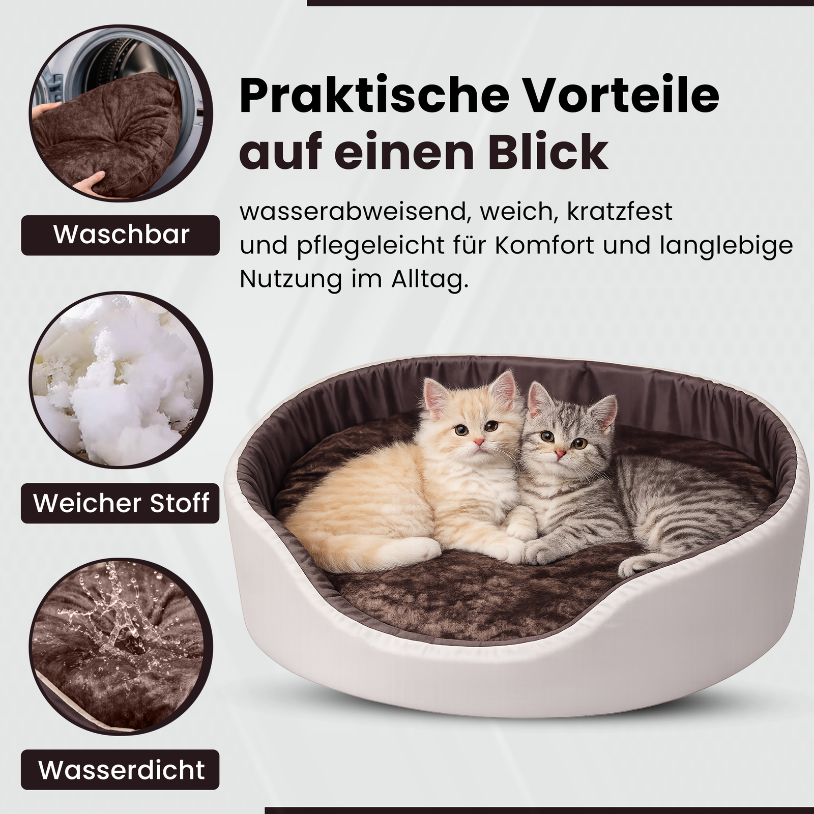 Hundebett Tierbett Katzenbett (Creme-braun, 58x47) - Image 5