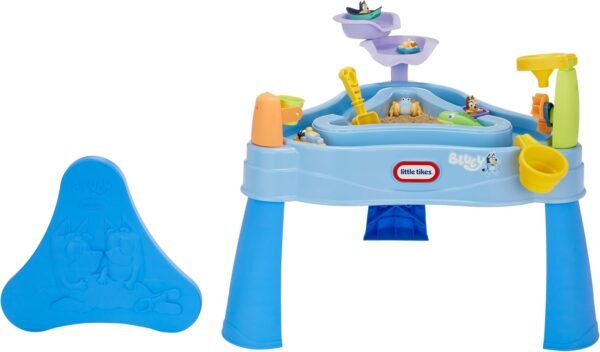 Little Tikes Bluey Wassertisch mit 6 Zubehörteilen | Outdoor Wasserspielset für Kinder 1–6 Jahre | 2-in-1 Design | Schwimmfiguren & sensorisches Spiel