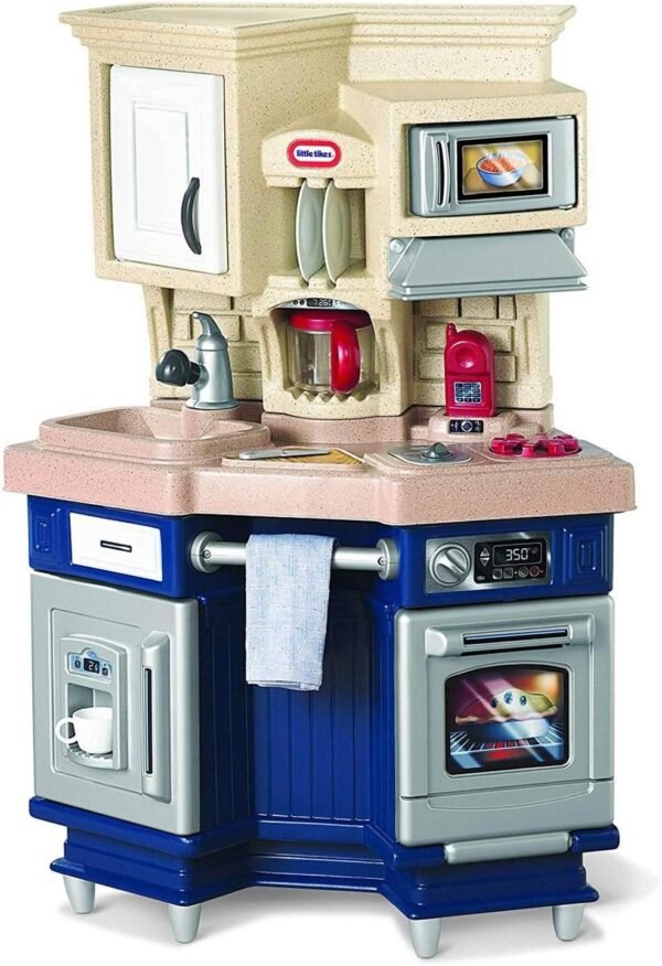 Little Tikes Super Chef Küchenspielset für Kinder - Interaktive Kinderküche mit Sounds & Kochgeschirr - Sensorisches Spielzeug für kreatives Spielen - ab 3 bis 6 Jahren, in Blau