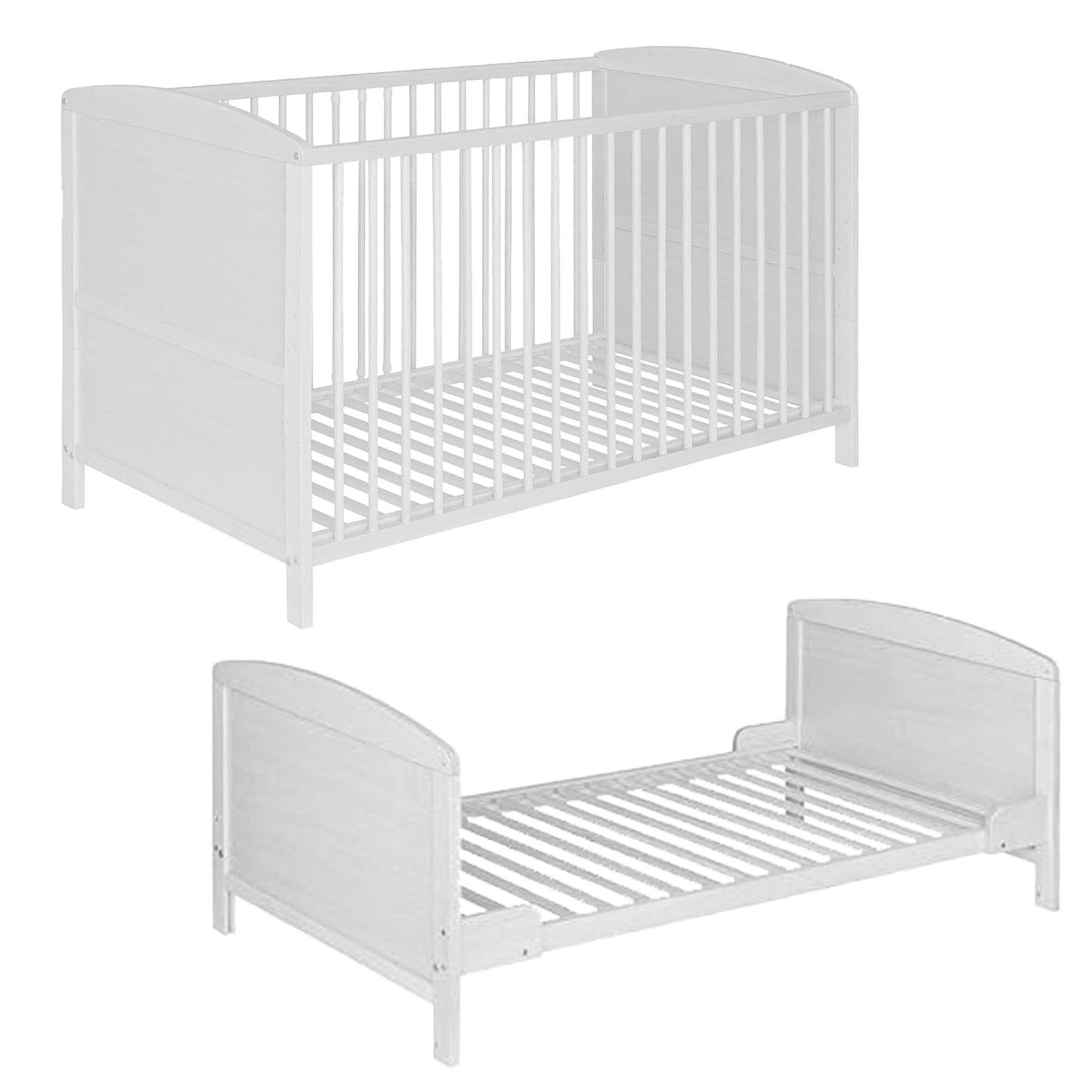 Best For Kids Gitterbett 70x140 cm 2in1 Babybett Juniorbett, umbaubar aus Buchenholz
