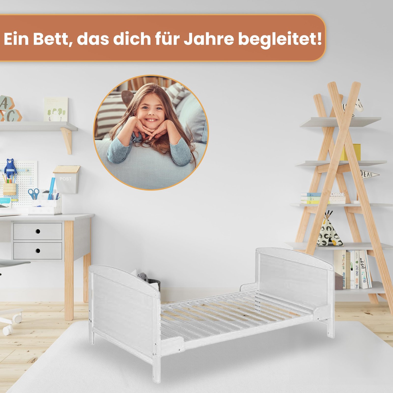 Best For Kids Gitterbett 70x140 cm 2in1 Babybett Juniorbett, umbaubar aus Buchenholz - Image 6