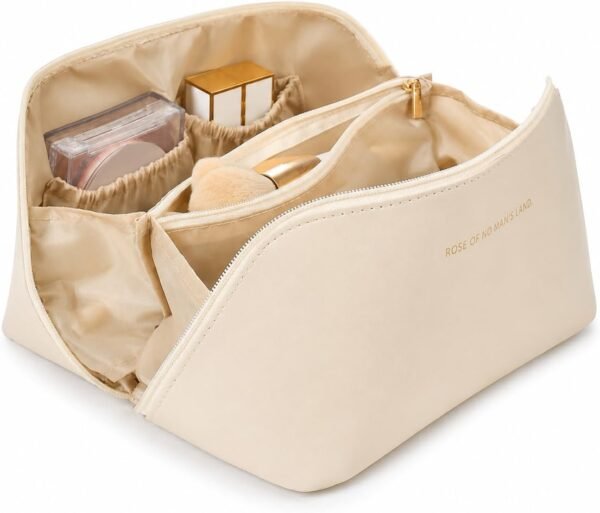 Kosmetiktasche mit Pinselfächern | Beige | M